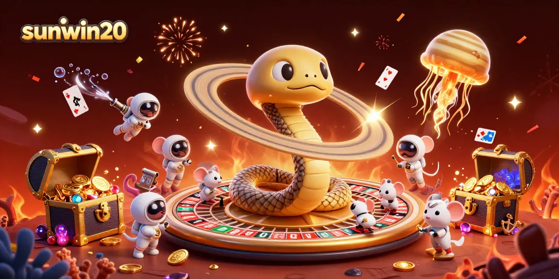 Experience high-stakes gaming with sunwin20 where astronaut mice place bets in a cosmic casino scene.
