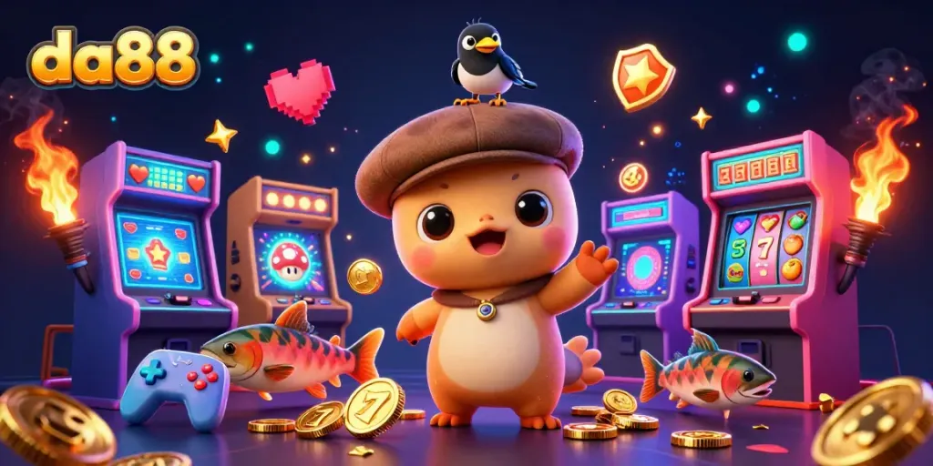 Spin colorful slot reels with captivating characters and vibrant da88-themed casino elements.