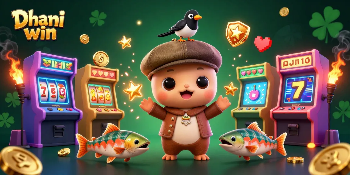 Dhani win slot machines light up the playful scene with baby Nessie and friends, showcasing exciting gambling action.