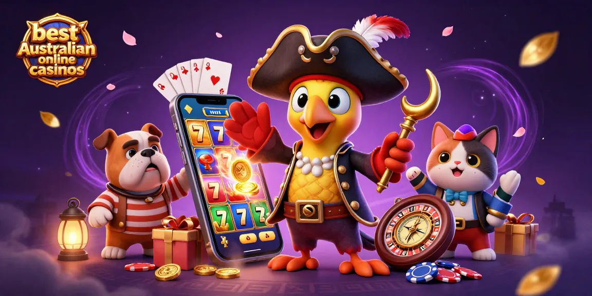 Spin to win with the best new australian online casinos in this colorful 3D pirate-themed illustration.