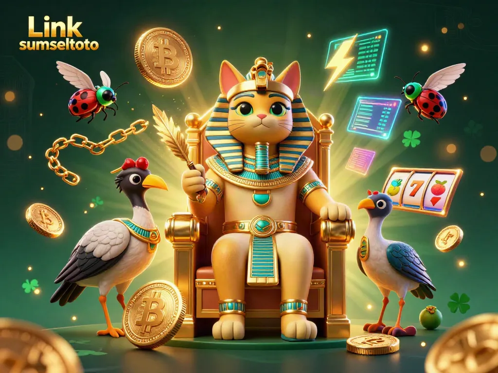 Experience the thrill of Link sumseltoto with this lively 3D illustration of Egyptian-themed slots.