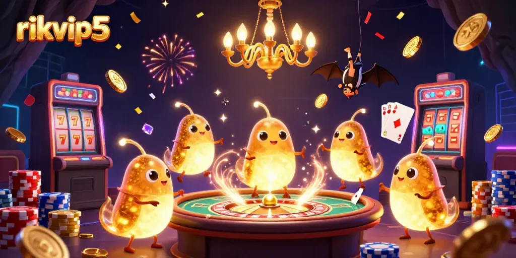 Experience winning thrills at rikvip5 with 3D glowworms lighting up a vibrant casino scene.