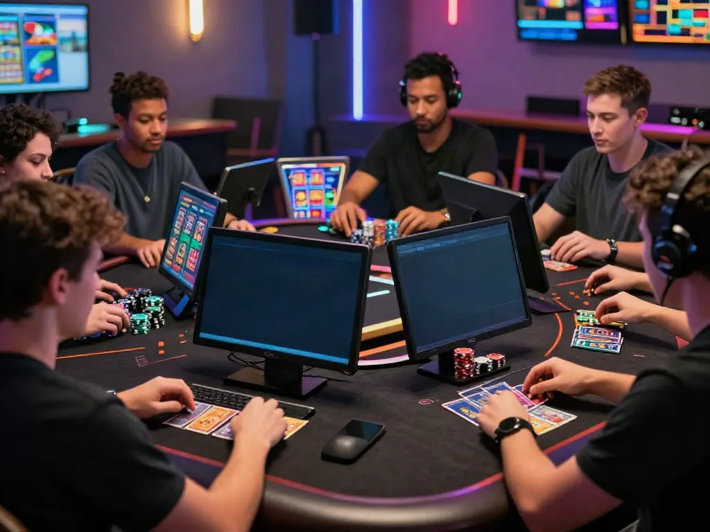 Players enjoying engaging credit card casino sites in a vibrant gaming setting.